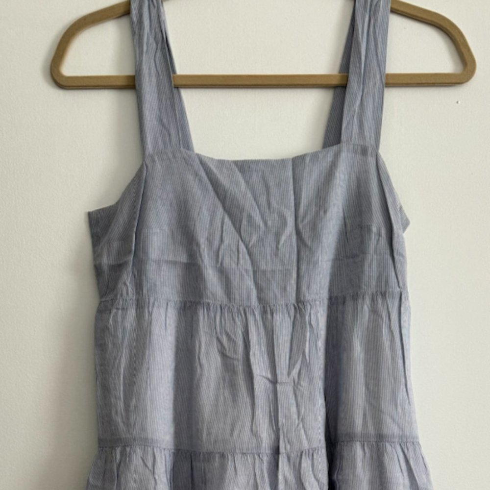 Madewell Tiered Blue and White Striped Dress